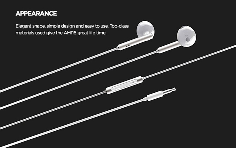 Huawei AM116 Half In-ear Headphones with Mic Volume control - Gold