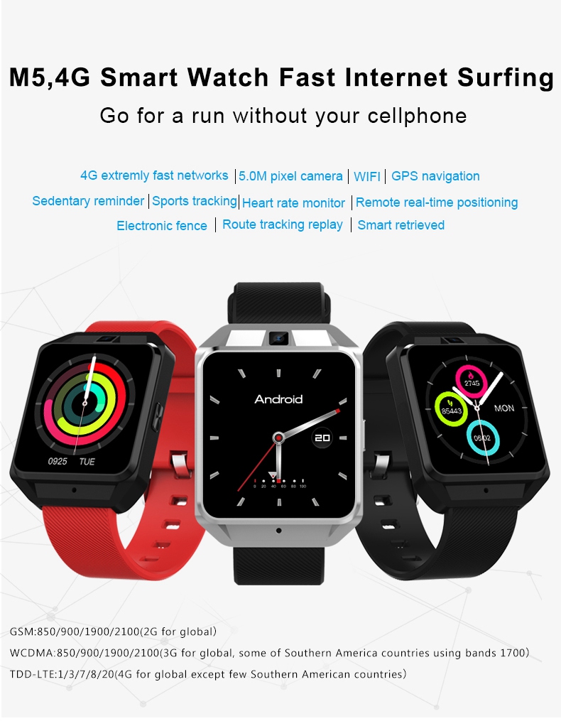 Microwear H5 4G Smartwatch Phone MTK6737 Quad-core 1.1GHz 1GB RAM 8GB ROM GPS WiFi Heart Rate / Sleep Monitor Red