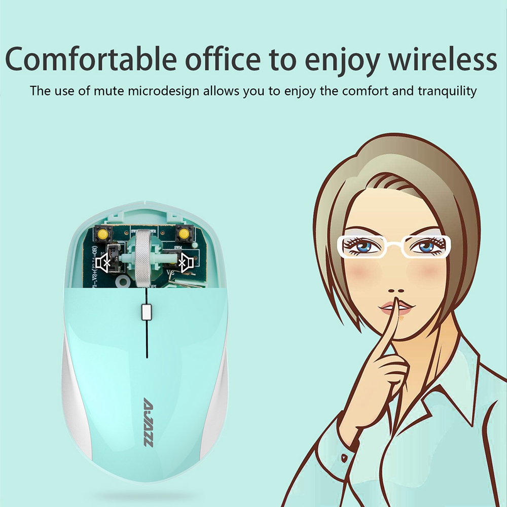 Ajazz 325I 2.4G Wireless Keyboard Wireless Mouse Kit Membrane Round Keycap Keyboard - Blue