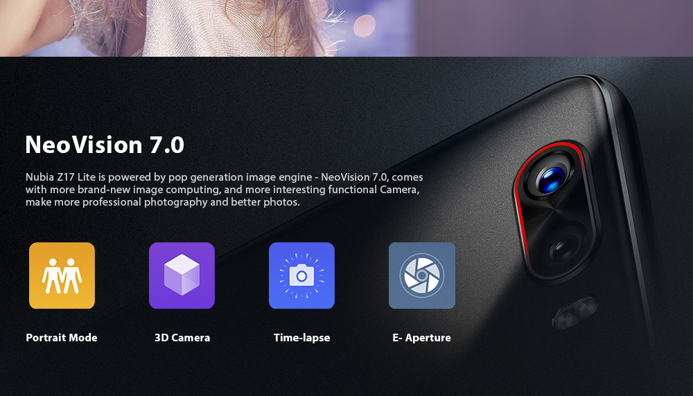 [HK Stock][Asian Version]ZTE Nubia Z17 Lite 5.5 Inch Smartphone 6GB 64GB 13.0MP Dual Rear Camera Snapdragon 653 Octa Core Android 7.1 NFC QC3.0 Metal Body - Black Gold