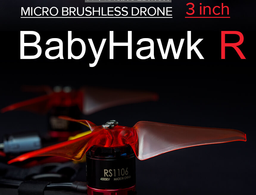 Emax Babyhawk-R 136mm Brushless FPV Racing Drone with F3 AIO FC 12A 3-4S 4In1 BLheli_S ESC 5.8G 40CH VTX - PNP
