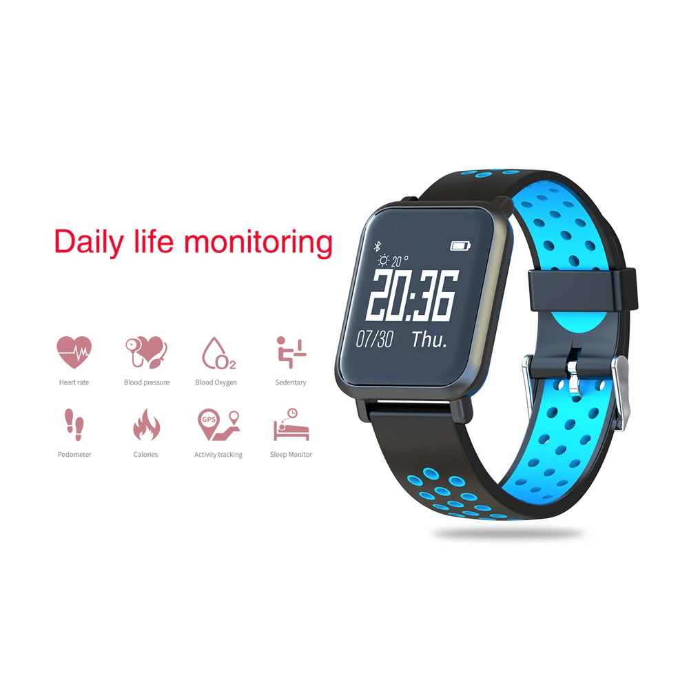 Atongm ATM2018 Smartwatch NRF51822 Chip Blood Pressure Blood Oxygen Monitor IP68 Water Resistant Compatible With Android IOS - Blue