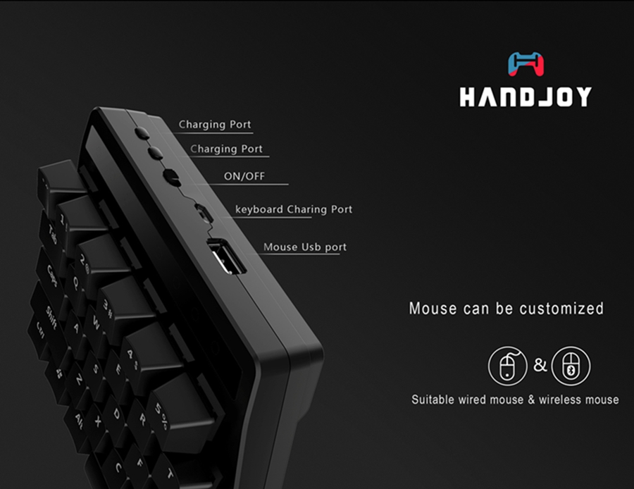 Handjoy K1 Mobile Game RGB Mechanical Keyboard 28 Keys Brown Switches for Android/IOS Mobile Devices - Black