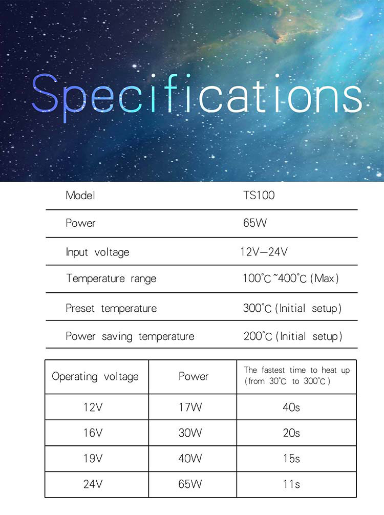 TS100 Digital OLED Programable Mini Soldering Iron Built-in STM32 Chip