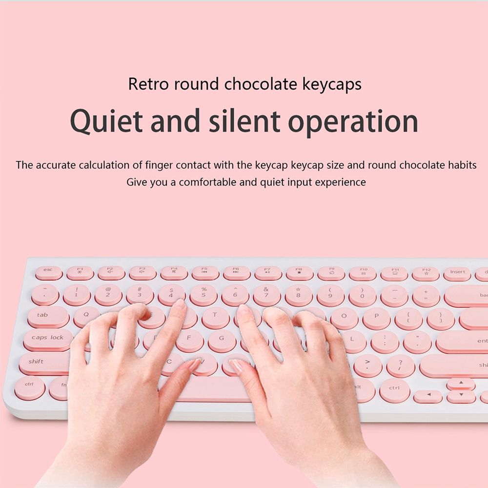 Ajazz 325I 2.4G Wireless Keyboard Wireless Mouse Kit Membrane Round Keycap Keyboard - White