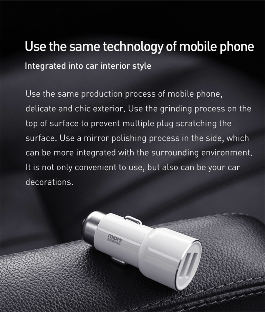Original Xiaomi Roidmi 3S Bluetooth Car Charger Shrapnel Type Fit for All Car Brands Music Play FM Transmitter for Android&iOS - Black