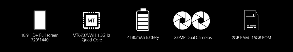 [HK Stock]Blackview S6 5.7 Inch Smartphone 18:9 Full Screen 2GB 16GB MTK6737VWH Quad Core Android 7.0 Touch ID 4180mAh Battery - Silver
