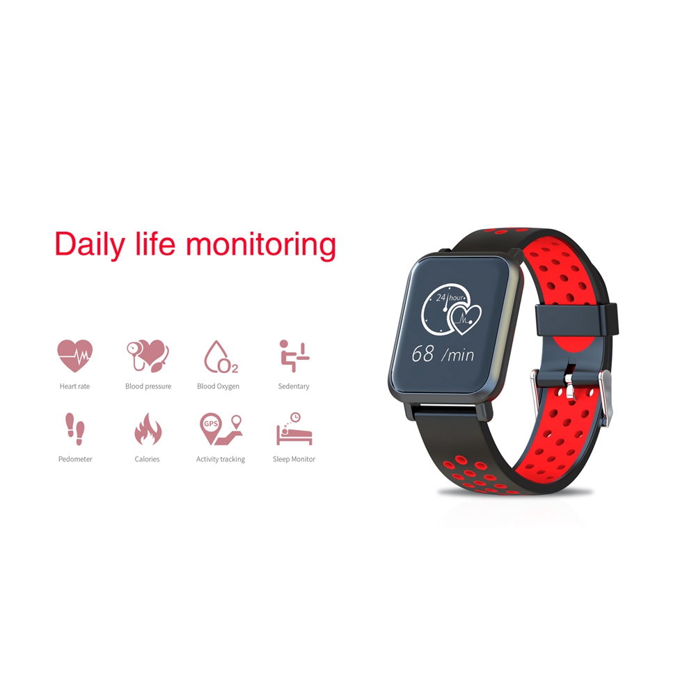 Atongm ATM2018 Smartwatch NRF51822 Chip Blood Pressure Blood Oxygen Monitor IP68 Water Resistant Compatible With Android IOS - Red