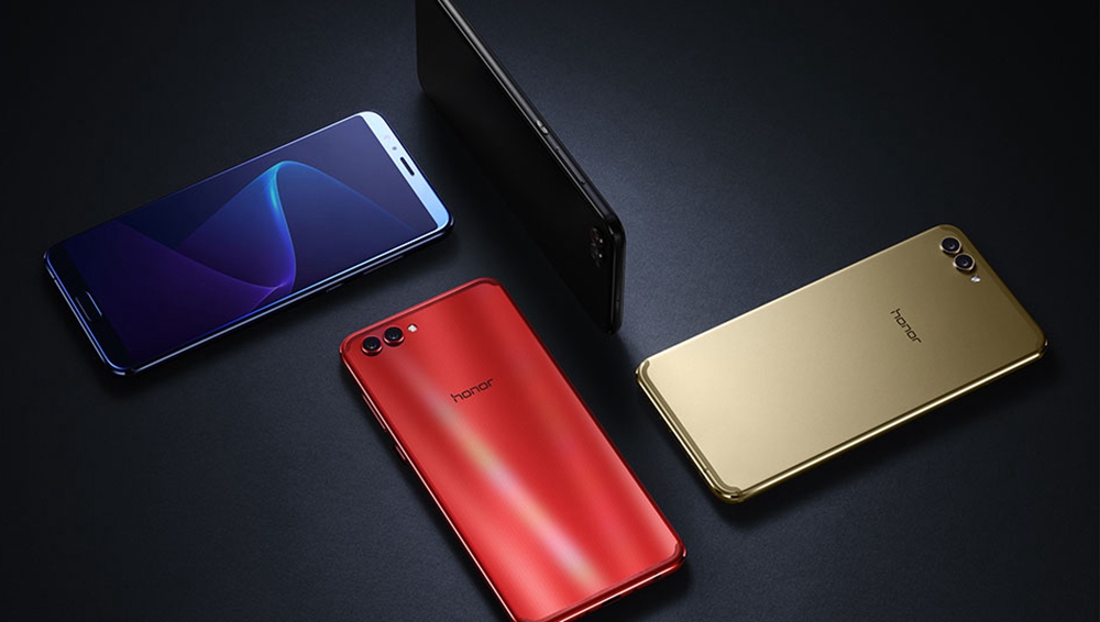 HUAWEI Honor V10 5.99 Inch Smartphone FHD+ Screen Android 8.0 6GB 128GB Kirin 970 Octa Core 20.MP+16.0MP Dual Rear Camera Touch ID NFC IR Remote Control SuperCharge - Gold