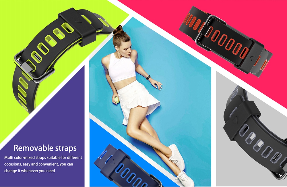 No.1 F4 Smart Fitness Bracelet 0.96 Inch OLED Display IP68 Water Resistance Blood Oxygen Heart Rate Monitor Compatible with iOS Android - Red