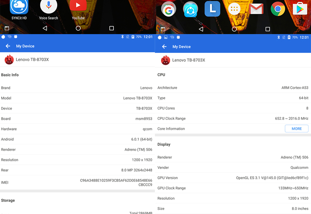 [HK Stock]Lenovo TAB3 8 Plus P8 4G Phablet 8 inch Android 6.0 3GB/16GB Qualcomm Snapdragon 625 2.0GHz Octa Core IPS 1920*1200 - Blue