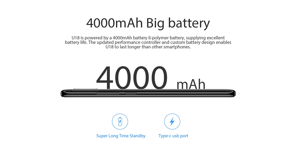 [HK Stock]OUKITEL U18 5.85 Inch Smartphone Full Screen Display MT6750T Octa Core Android 7.0 4GB RAM 64GB ROM 4000mAh Face ID - Black