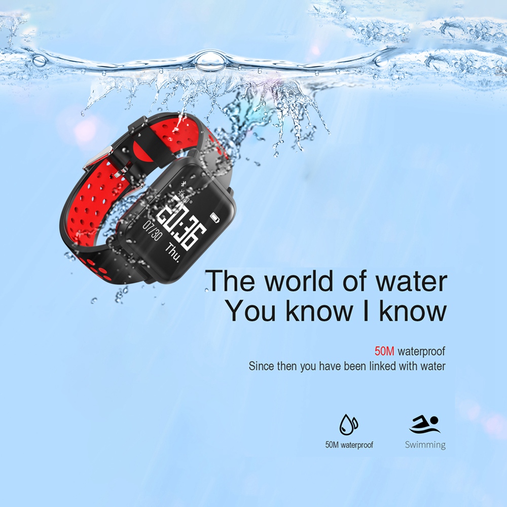 Atongm ATM2018 Smartwatch NRF51822 Chip Blood Pressure Blood Oxygen Monitor IP68 Water Resistant Compatible With Android IOS - Red