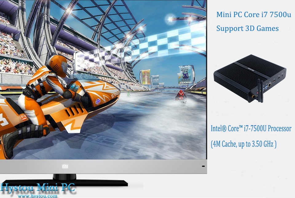 Hystou FMP05B Intel Core i7-7500U 8GB RAM 256GB SSD 4K Fanless Mini PC 2.4G WiFi Bluetooth Gigabit LAN HDMI+DP 4*USB3.0 SATA