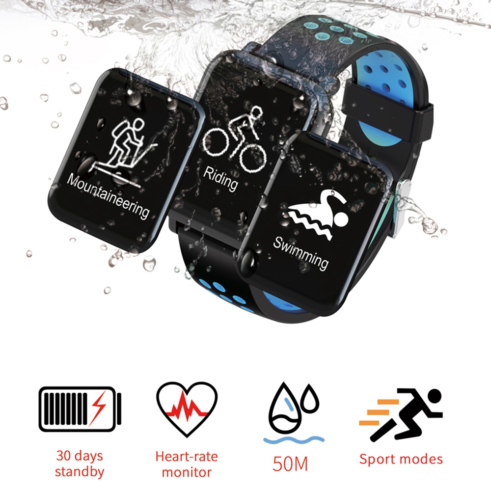 Atongm ATM2018 Smartwatch NRF51822 Chip Blood Pressure Blood Oxygen Monitor IP68 Water Resistant Compatible With Android IOS - Blue