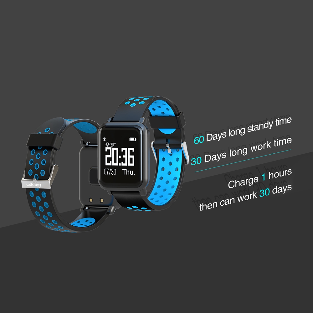 Atongm ATM2018 Smartwatch NRF51822 Chip Blood Pressure Blood Oxygen Monitor IP68 Water Resistant Compatible With Android IOS - Blue