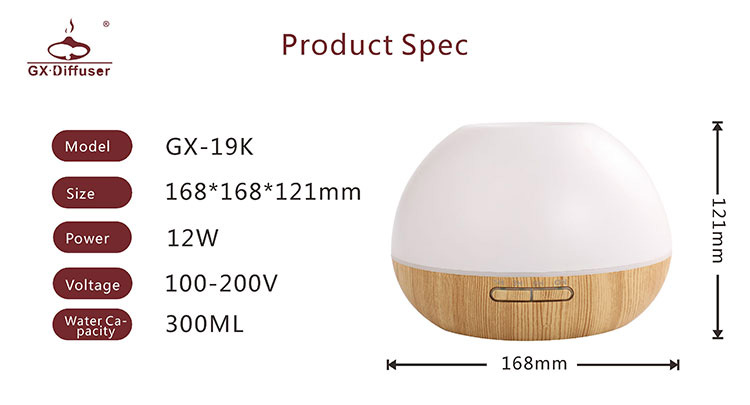 GX.Diffuser GX-19K 300ml Ultrasonic Essential Oil Diffuser Cool Mist Humidifier Timer Setting LED Night Light -Wood