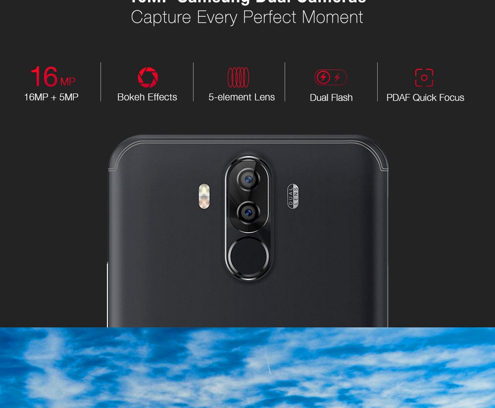 [HK Stock]Ulefone Power 3S 6.0 Inch Smartphone FHD Screen 4GB 64GB Four Cameras Helio P23 Octa Core Android 7.0 Touch ID 6350mAh - Gold