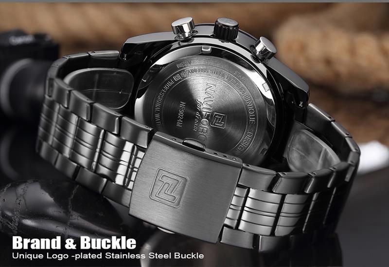 NAVIFORCE NF9024 Men Wrist Watch Water Resistant Military Dual Display Week Date -Black+Red