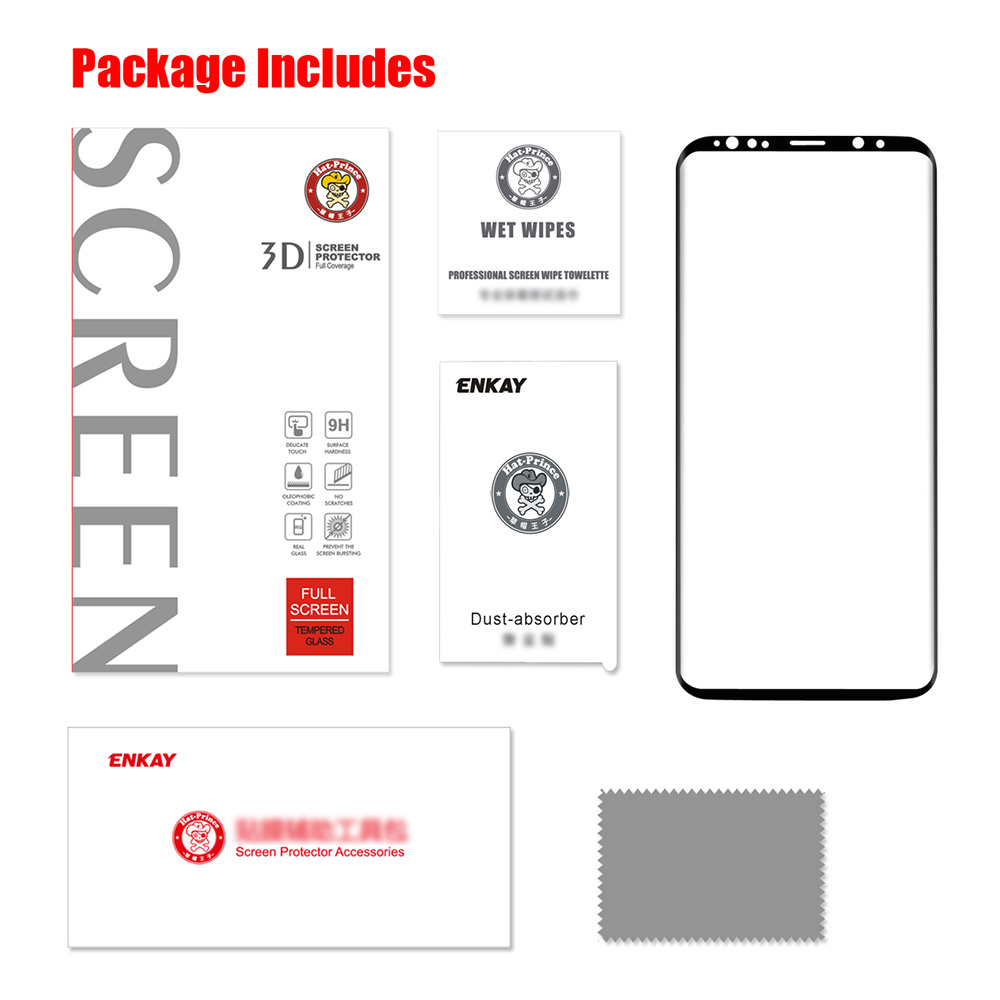 ENKAY Hat-Prince Samsung Galaxy S9 Tempered Glass 0.26mm 3D Screen Film Screen Protector Glass Film - Black