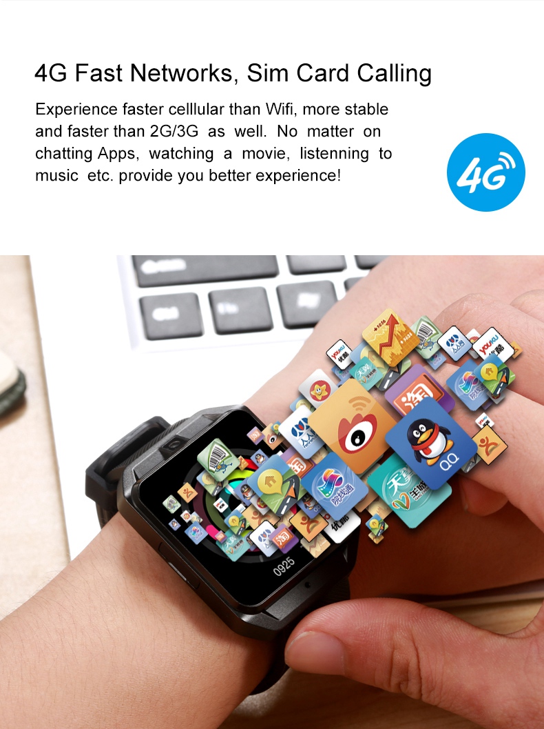 Microwear H5 4G Smartwatch Phone MTK6737 Quad-core 1.1GHz 1GB RAM 8GB ROM GPS WiFi Heart Rate / Sleep Monitor Red