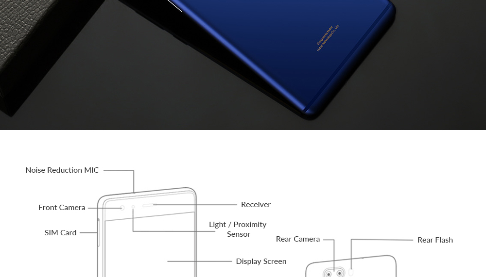 [Germany Stock][Official Global Version]ZTE Nubia Z17 Lite 5.5 Inch Smartphone 6GB 64GB 13.0MP Dual Rear Camera Snapdragon 653 Octa Core Android 7.1 NFC QC3.0 Metal Body - Black Gold