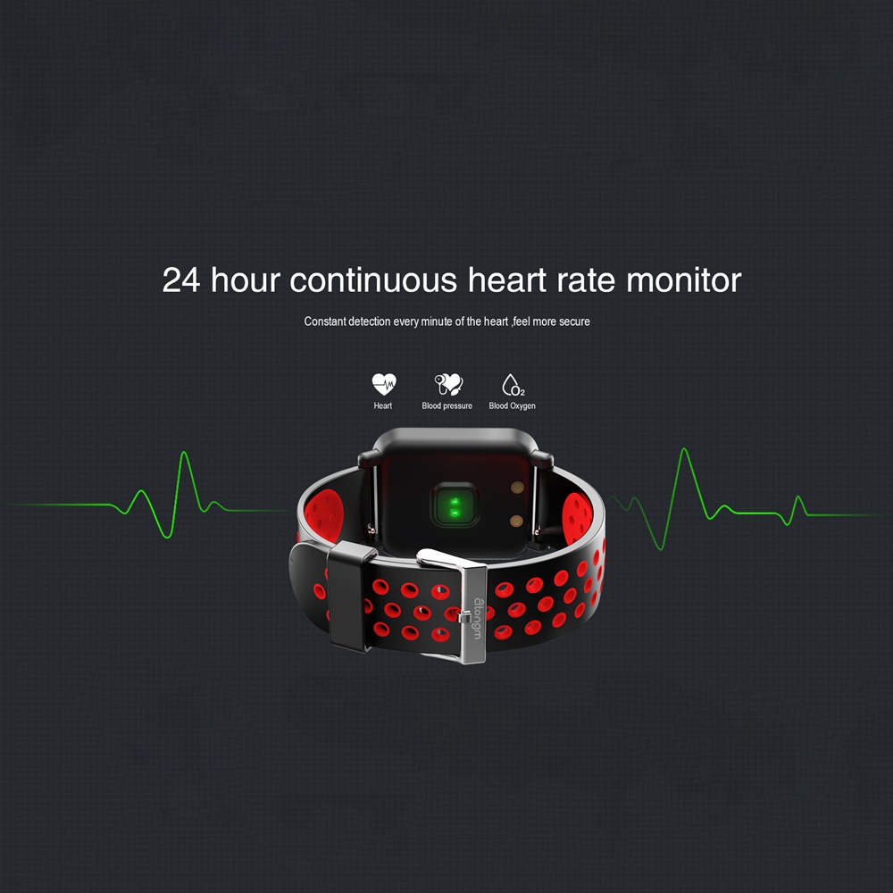 Atongm ATM2018 Smartwatch NRF51822 Chip Blood Pressure Blood Oxygen Monitor IP68 Water Resistant Compatible With Android IOS - Red