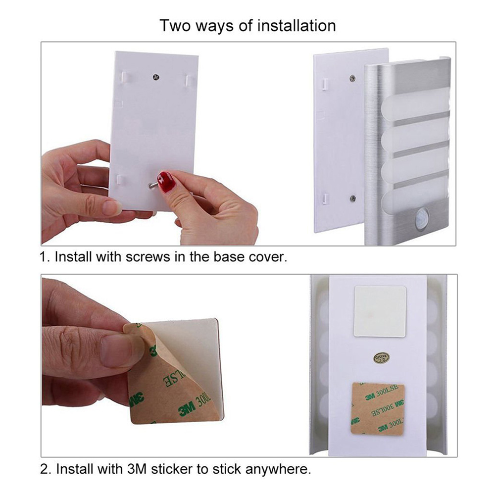 Intelligent Human Body Induction Lamp 20LM Built-in Li-battery Night Lights -Silver