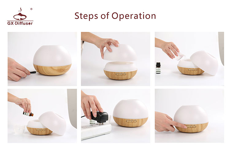 GX.Diffuser GX-19K 300ml Ultrasonic Essential Oil Diffuser Cool Mist Humidifier Timer Setting LED Night Light -Wood