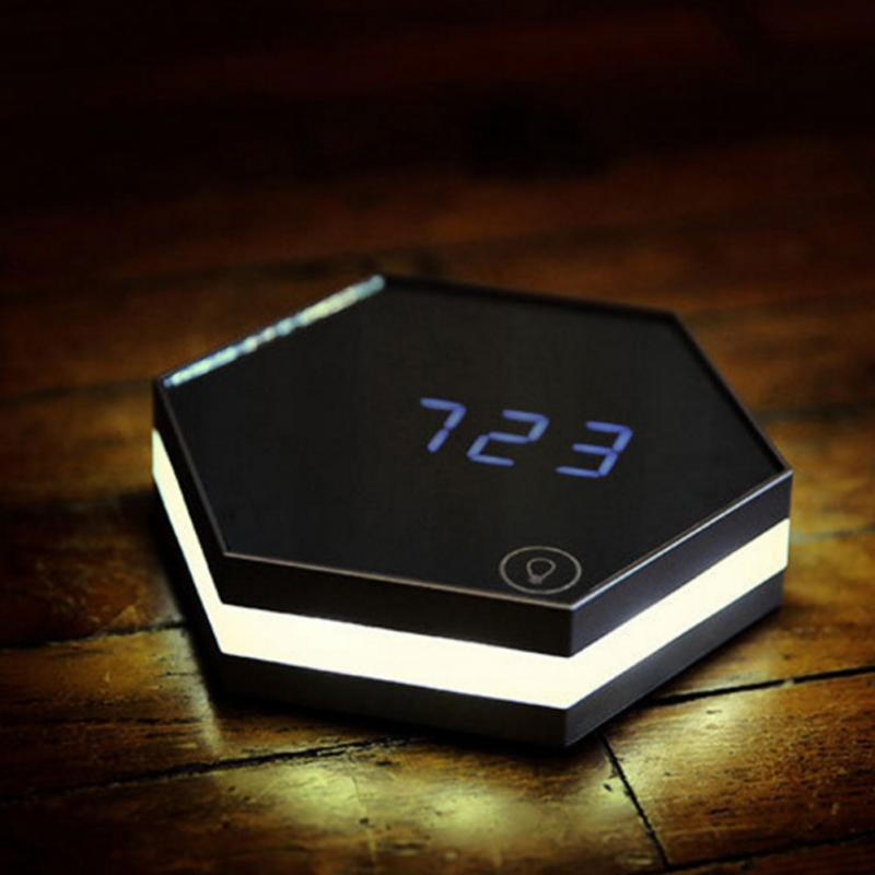 Multifunctional LED Light Touch Control Mirror Digital Display with Thermometer Night Light -White