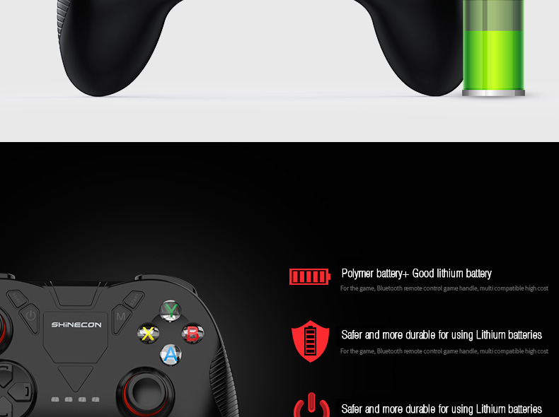 VR SHINECON SC-B04A 2.4G Wireless Bluetooth Gamepad Bluetooth 4.0 Game Remote Controller for Android iOS PC VR - Black