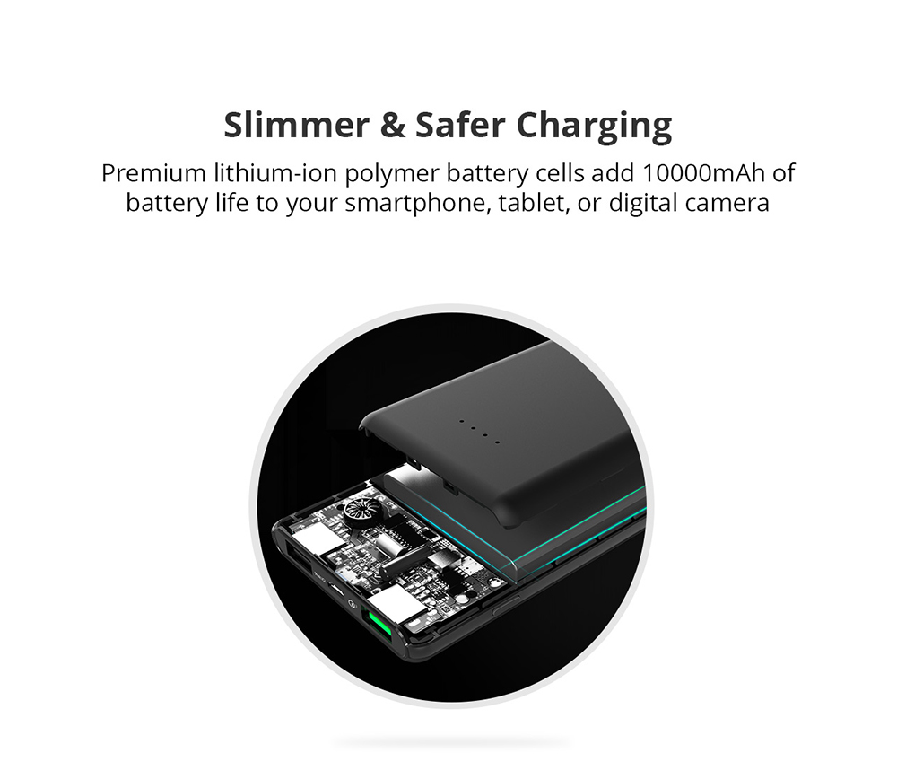 Tronsmart Presto 30W Quick Charge 3.0 10000mAh Power Bank Micro USB Quick Charge Port Compatible with Quick Charge 2.0 Devices - Black