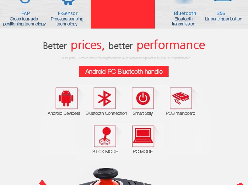 VR SHINECON SC-B04A 2.4G Wireless Bluetooth Gamepad Bluetooth 4.0 Game Remote Controller for Android iOS PC VR - Black