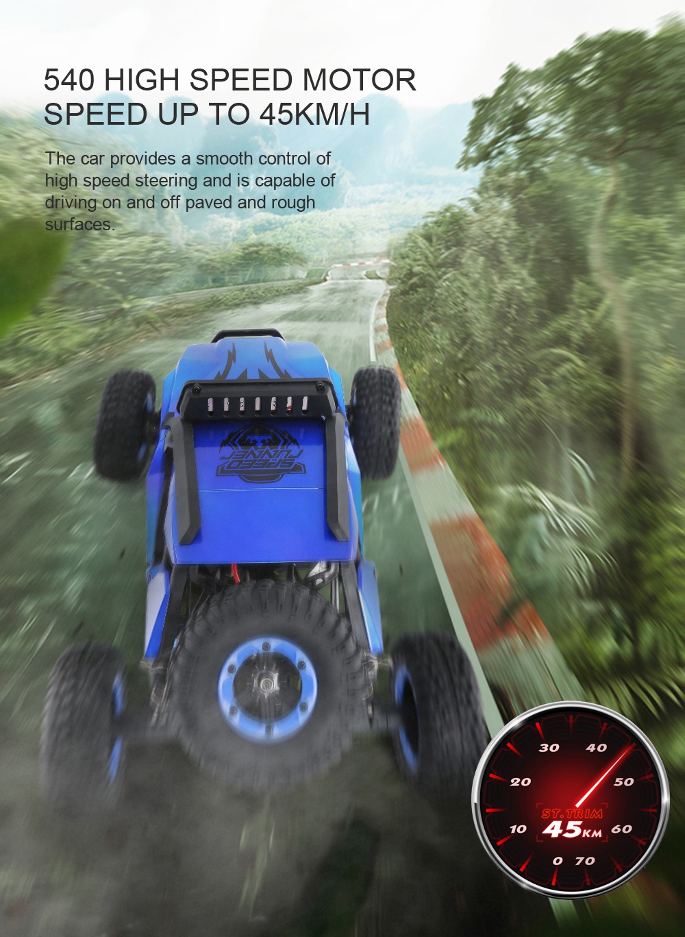 JJRC Q46 1:12 2.4G 4WD Brushed High Speed Off-road RC Car RTR - Blue