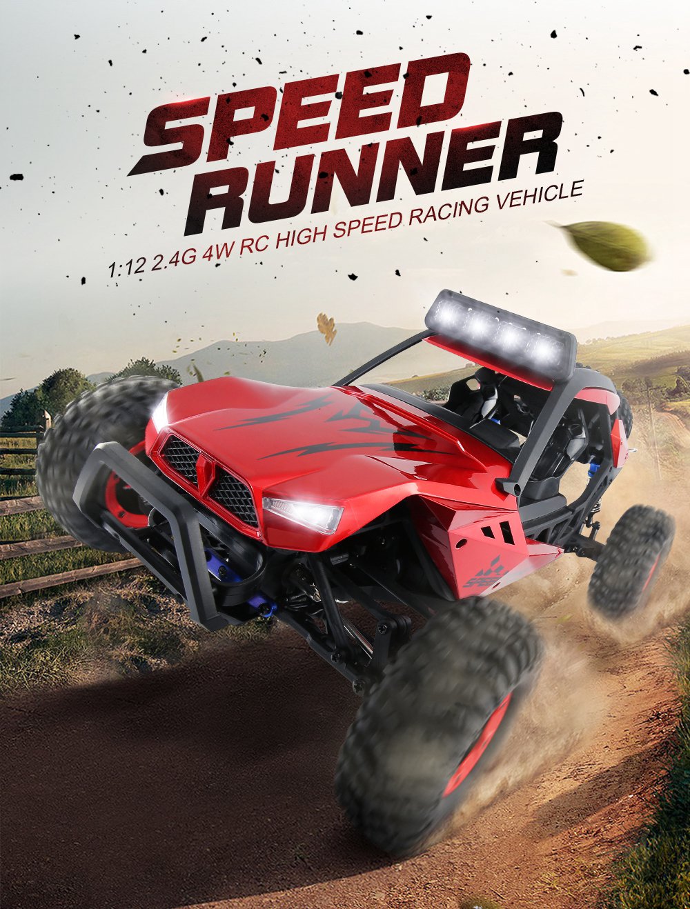 JJRC Q46 1:12 2.4G 4WD Brushed High Speed Off-road RC Car RTR - Red