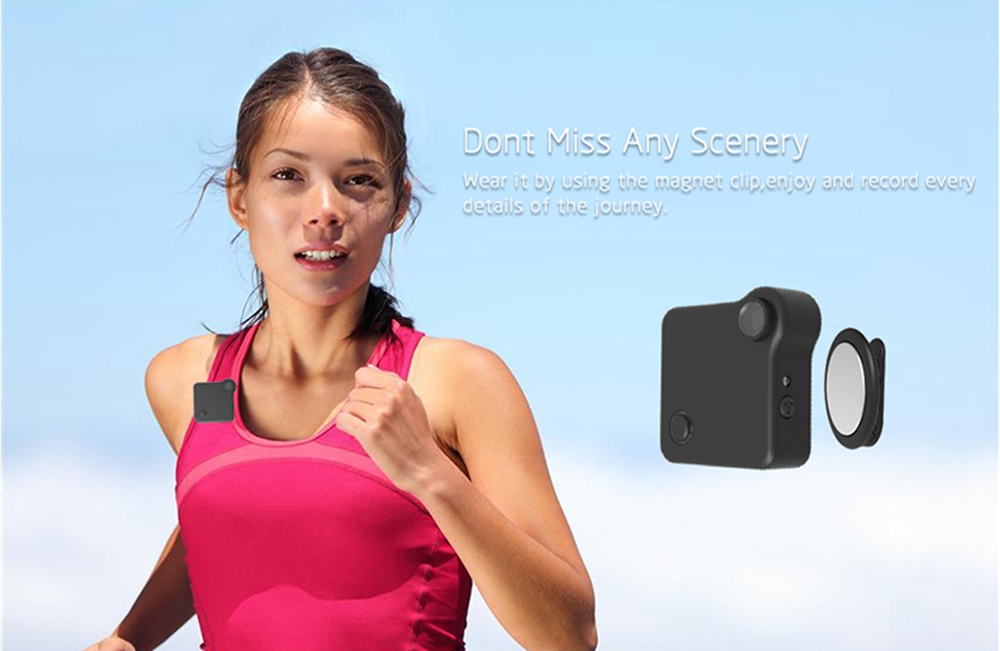 C1 Mini Wearable WiFi Camera 720P 78 Degree Wide Angle Motion Detection Photo Shooting Recording Android iOS Control - Black