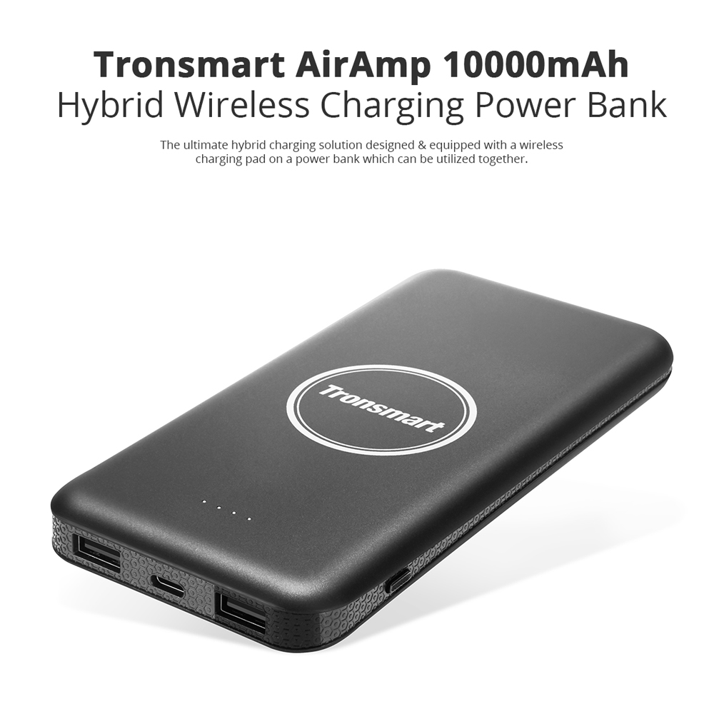 Tronsmart AirAmp 10000mAh Hybrid Wireless Charging Power Bank for Samsung Galaxy Series S9/S9 Plus iPhone 6/7/8 iPhone X - Black