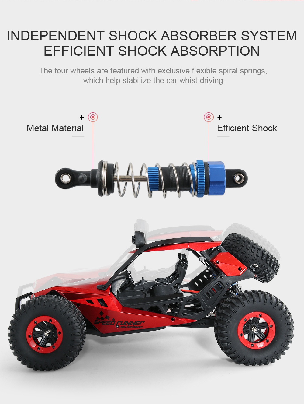 JJRC Q46 1:12 2.4G 4WD Brushed High Speed Off-road RC Car RTR - Red