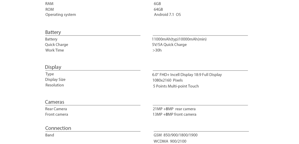 [HK Stock]OUKITEL K10 6.0 Inch Smartphone 11000mAh Large Battery Flash Charge 18:9 Full Screen 6GB 64GB Helio P23 Quad Cameras Android 7.1 Touch ID Face ID NFC - Gold