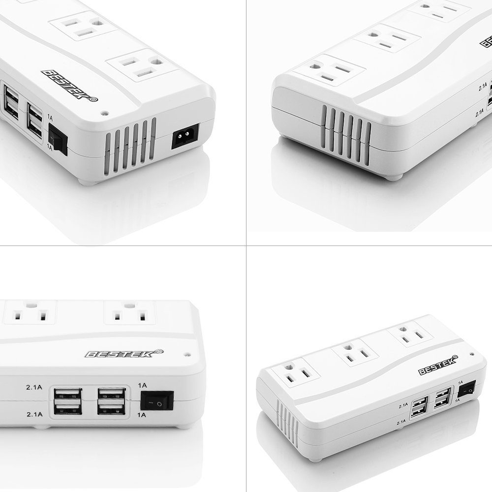 BESTEK 200W Power Converter DC 12V To AC 220V 4.2A 4 Port USB - White