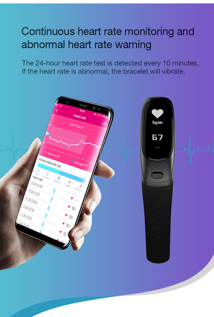 V08 Smart Bracelet 2 In 1 Portable Bluetooth Earphone Blood Pressure Continuous Heart Rate Monitor Compatible With IOS Android - Black