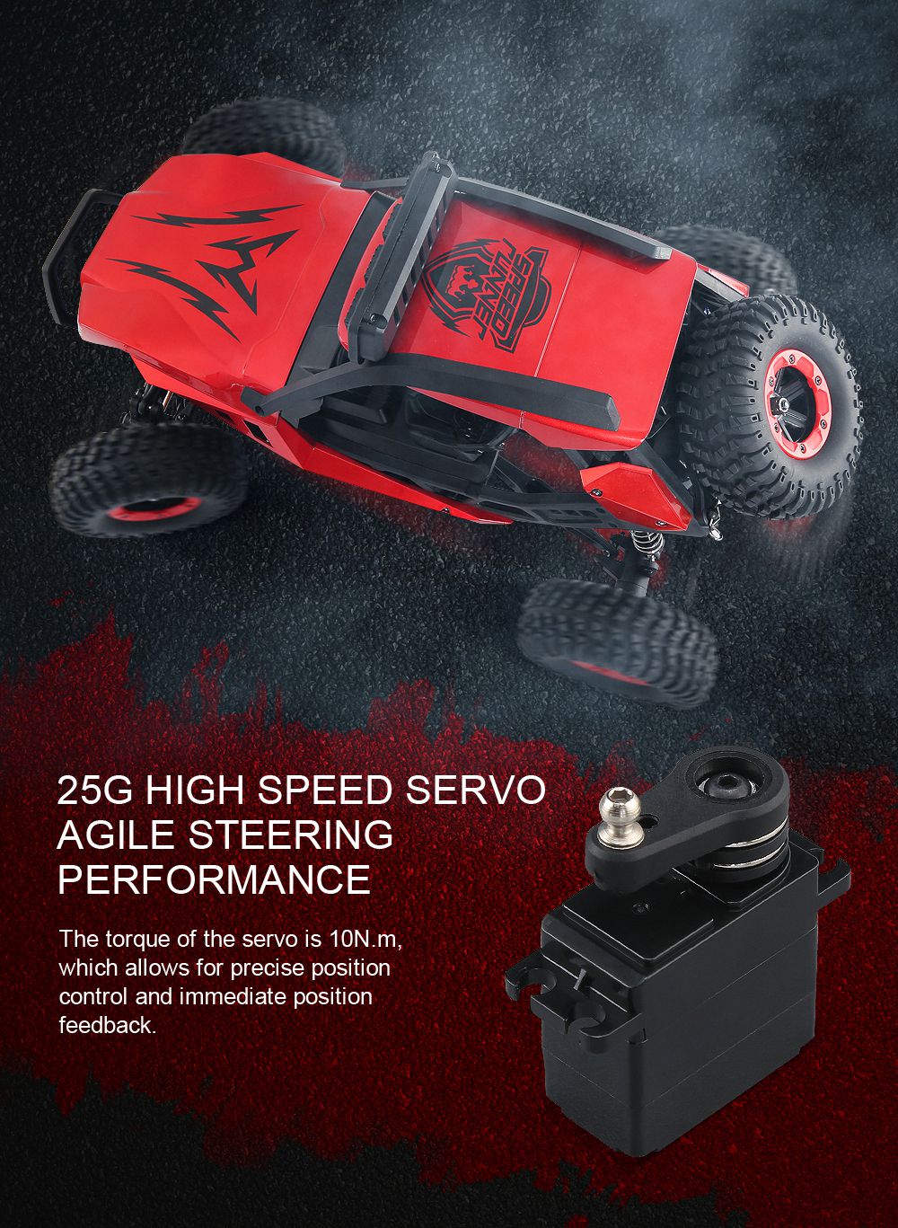 JJRC Q46 1:12 2.4G 4WD Brushed High Speed Off-road RC Car RTR - Red