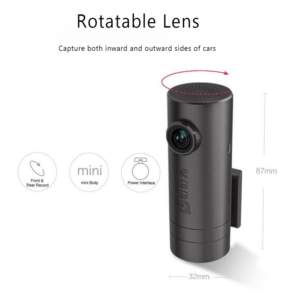 DDPai Mini 1080P Car DVR Camera Built-in Dual WiFi Dash Camera Road Camcorder 140 Degree - Black