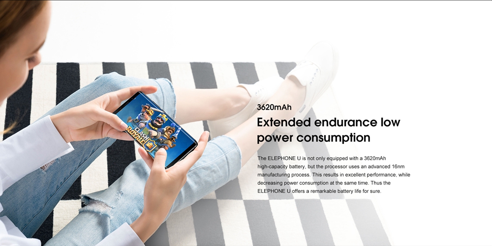 Elephone U 5.99 Inch 4G LTE Smartphone 18:9 FHD Screen MTK6763 Octa Core 6GB 128GB 13.0MP Cam Android 7.1 - Blue
