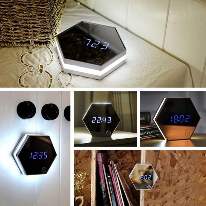 Multifunctional LED Light Touch Control Mirror Digital Display with Thermometer Night Light -White