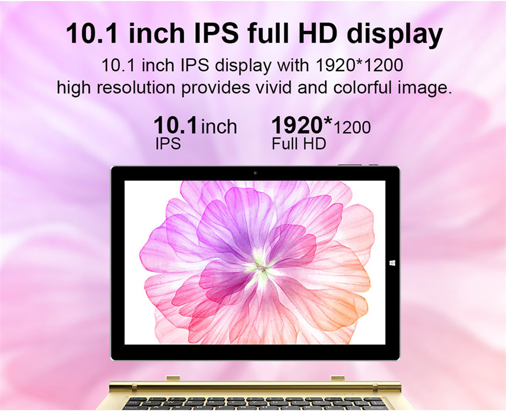 Teclast TBook 10S Tablet PC 10.1 inch Dual OS Windows 10 + Android 5.1 4GB/64GB Intel Atom X5 Z8350 Quad Core 1.92GHz IPS 1920*1200 - Gold