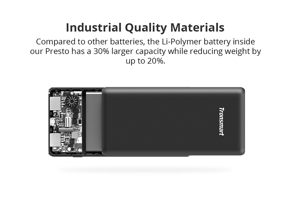 Tronsmart Presto 30W Quick Charge 3.0 10000mAh Power Bank Micro USB Quick Charge Port Compatible with Quick Charge 2.0 Devices - White