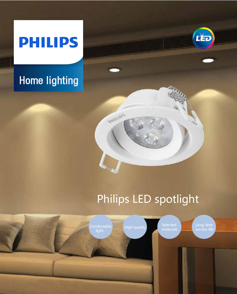 Philips Led Downlight 7w 2700k Wohnzimmerlampe Weisslicht