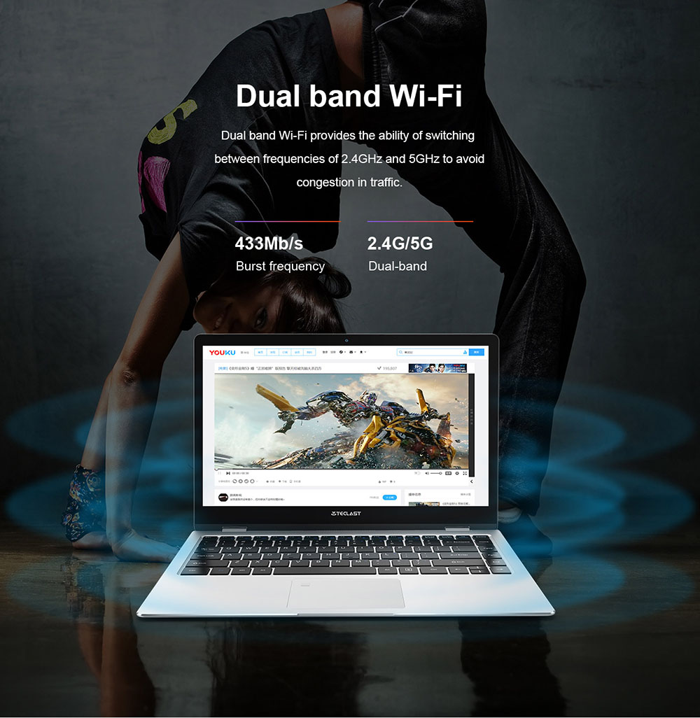 Teclast F6 Pro Notebook Fingerprints Intel Core m3-7Y30 Dual Core 13.3" 1920*1080 IPS Screen 8GB RAM 128GB ROM Windows 10 Dual Band Wifi - Silver