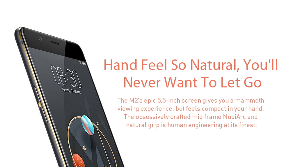 [HK Stock][Package B][Official Global Version]Nubia M2 NX551J 5.5 Inch Smartphone Snapdragon 625 Octa Core A53 2.0GHz 4GB 64GB 13.0MP Dual Rear Camera (Black Gold) + Soft Case + Tempered Glass